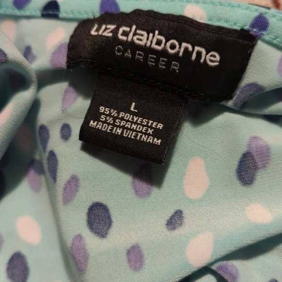 Liz Claiborne Large Sleeveless Teal Dots Tank Top - Picture 8 of 9